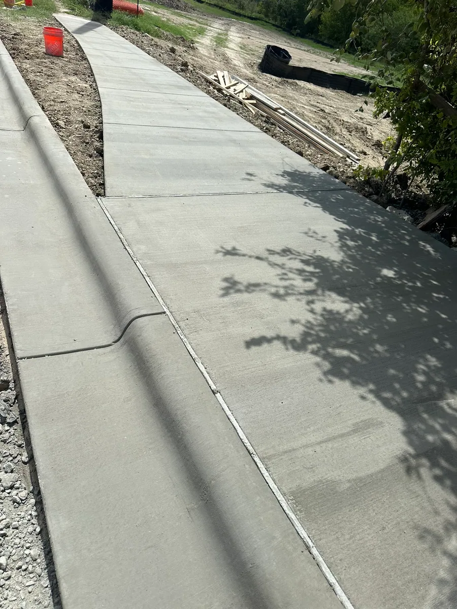 Close view of finished concrete paving joints and surface